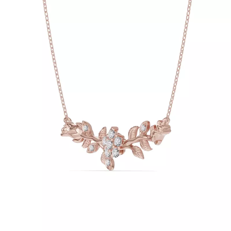 18K Rose Gold Rose Bud Diamond Necklace