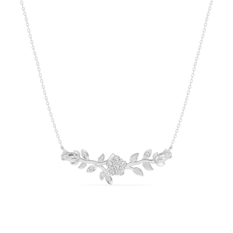 Platinum Rose Bud Diamond Necklace