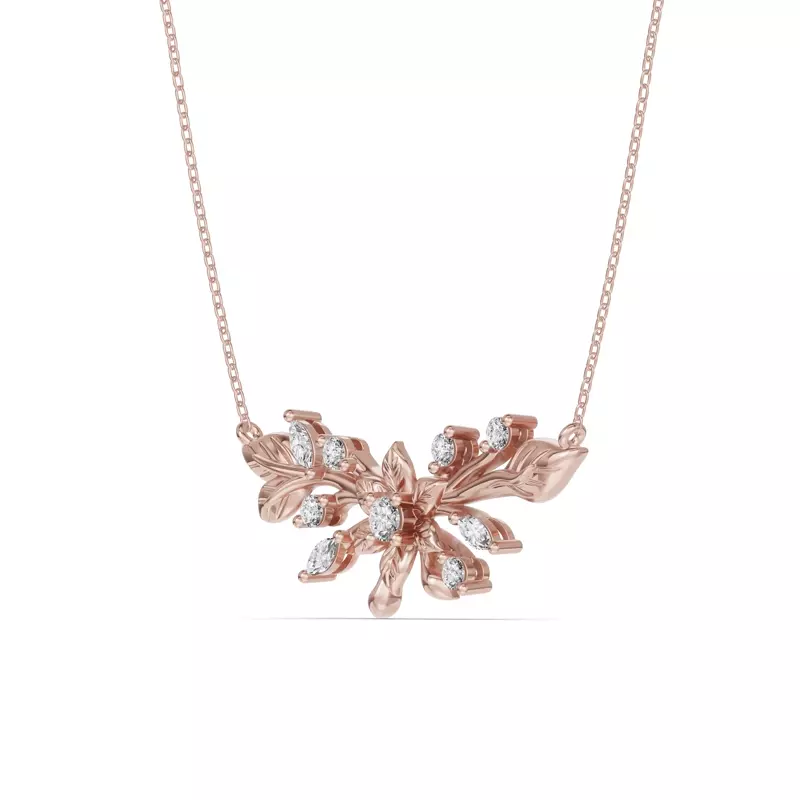 14K Rose Gold Flora Lab Diamond Necklace