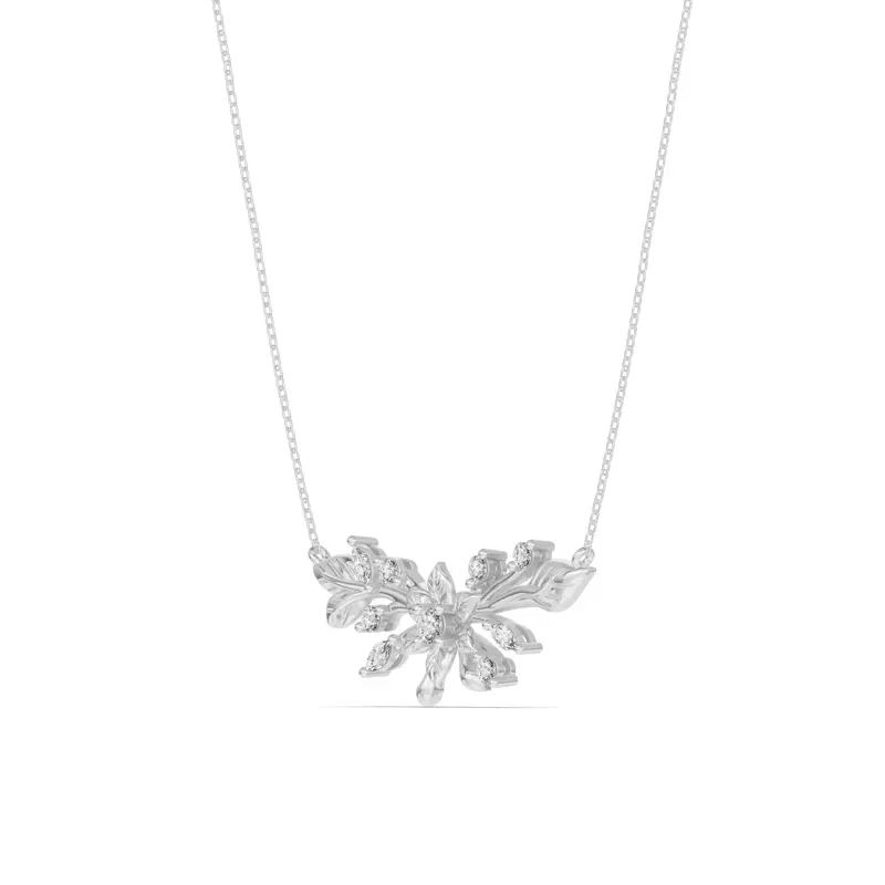 14K White Gold Flora Lab Diamond Necklace