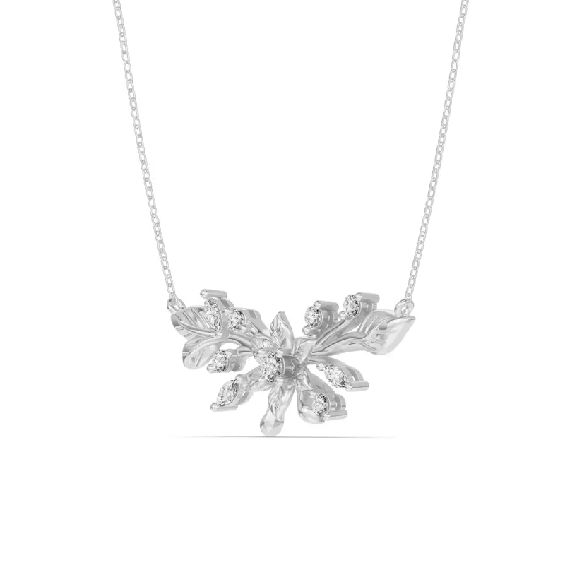 14K White Gold Flora Lab Diamond Necklace