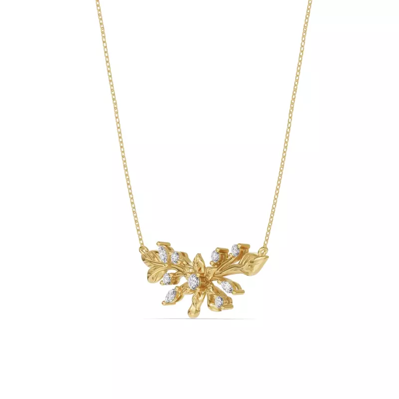 14K Yellow Gold Flora Diamond Necklace