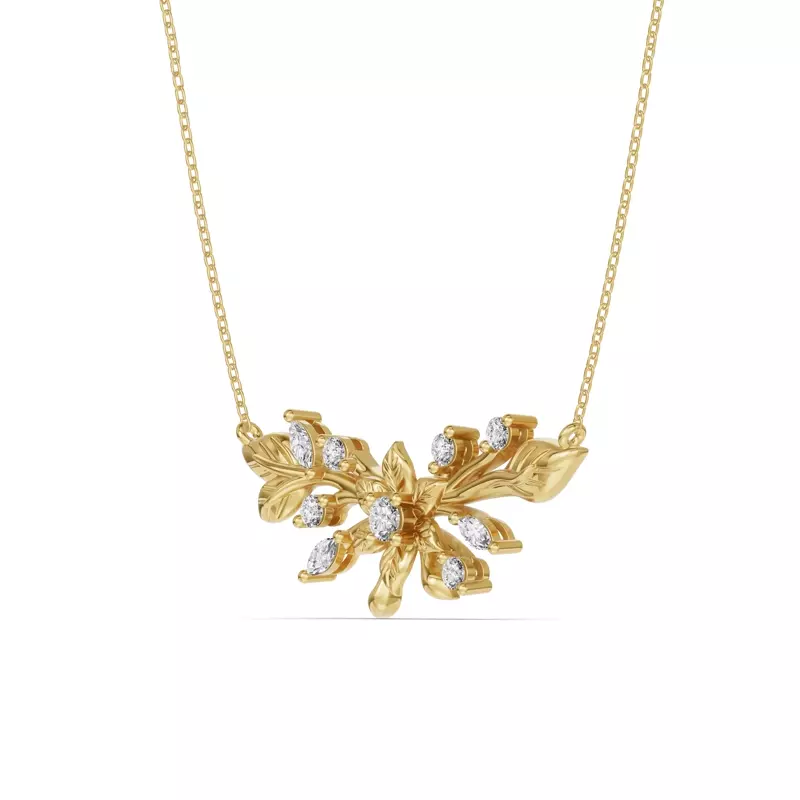 14K Yellow Gold Flora Diamond Necklace