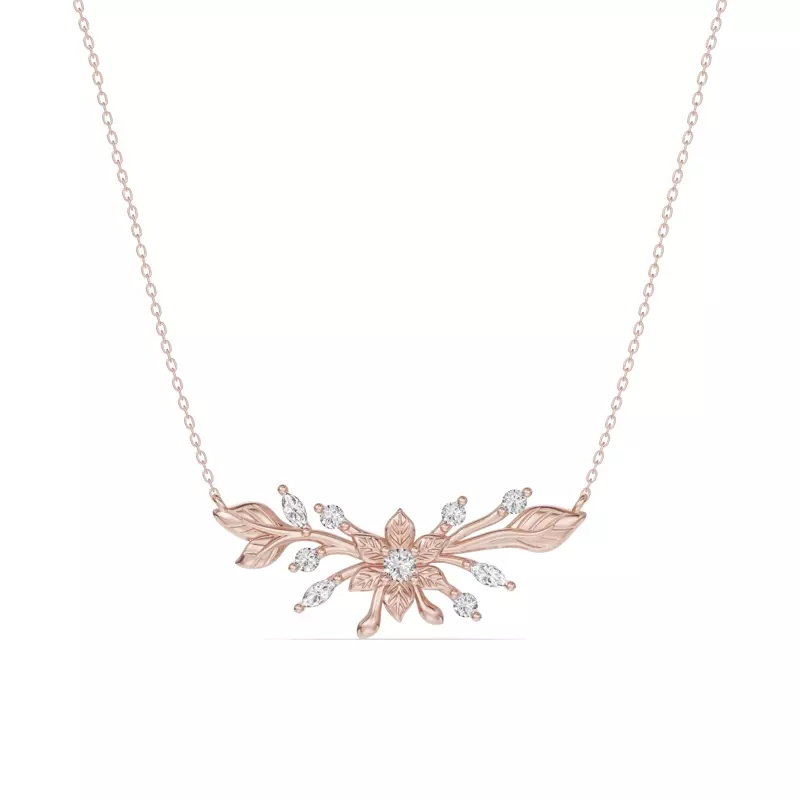 18K Rose Gold Flora Diamond Necklace