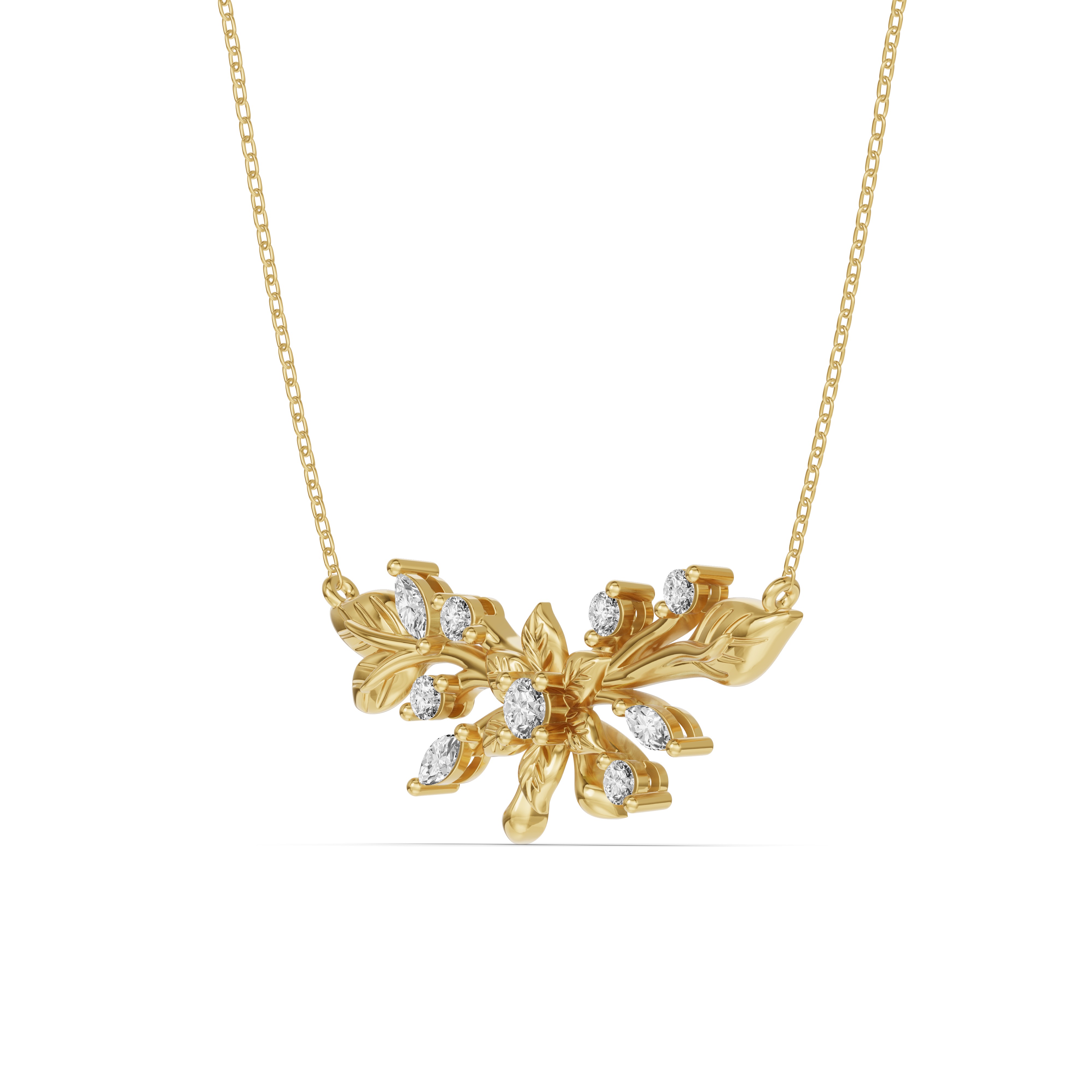 18K Yellow Gold Flora Lab Diamond Necklace