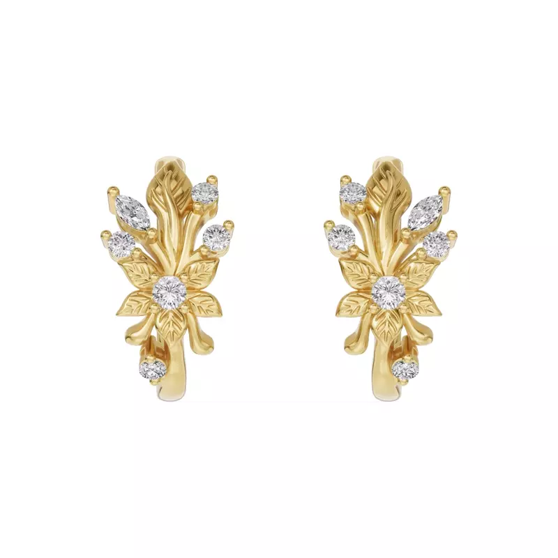 Flora Diamond Hoop Earrings