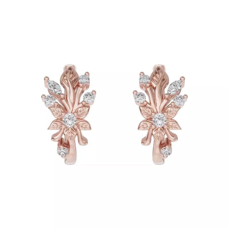 18K Rose Gold Flora Lab Diamond Hoop Earrings