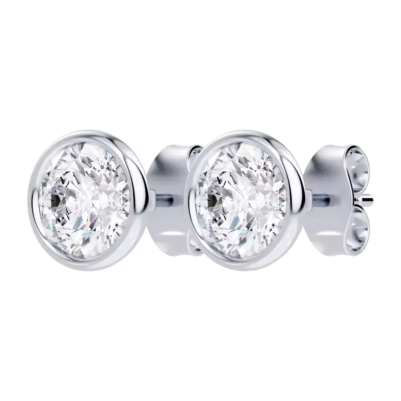 14K White Gold Modern Bezel-Set Diamond Stud Earrings (1 ct. tw.)