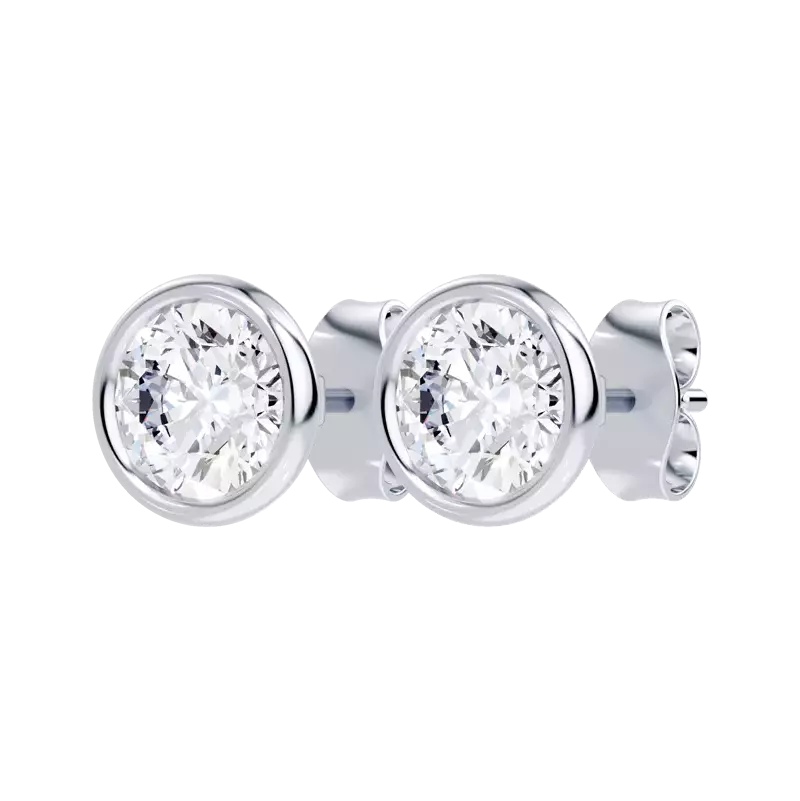 14K White Gold Modern Bezel-Set Diamond Stud Earrings (2 ct. tw.)