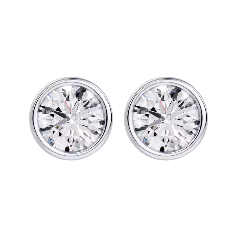 14K White Gold Modern Bezel-Set Diamond Stud Earrings (2 ct. tw.)