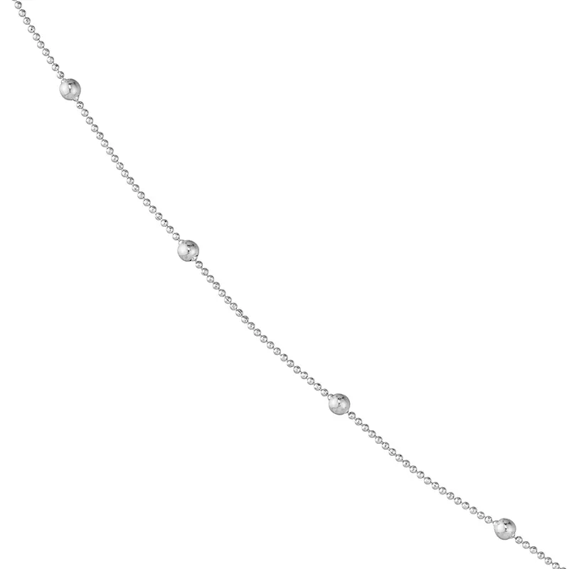 14K White Gold Mini Bead Station Gold Necklace