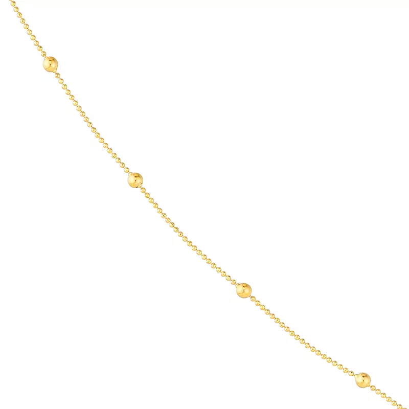 14K Yellow Gold Mini Bead Station Gold Necklace