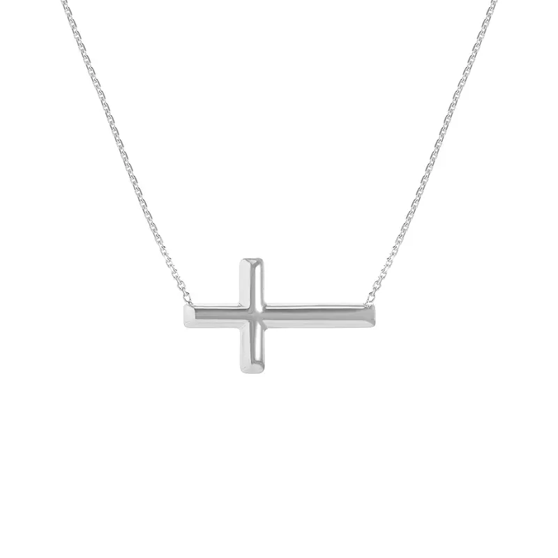Sideways Gold Cross Necklace