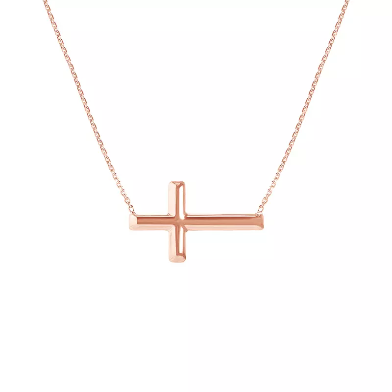 Sideways Gold Cross Necklace