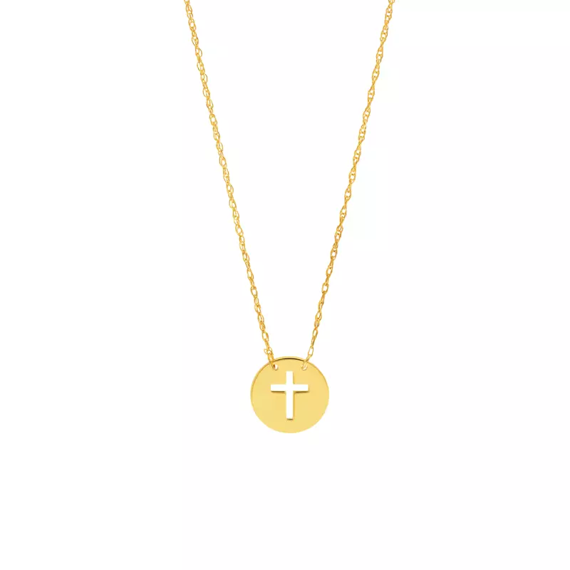 Mini Cross Disc Gold Necklace