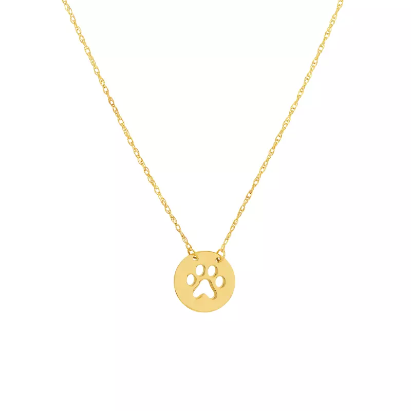 Mini Paw Print Disc Gold Necklace