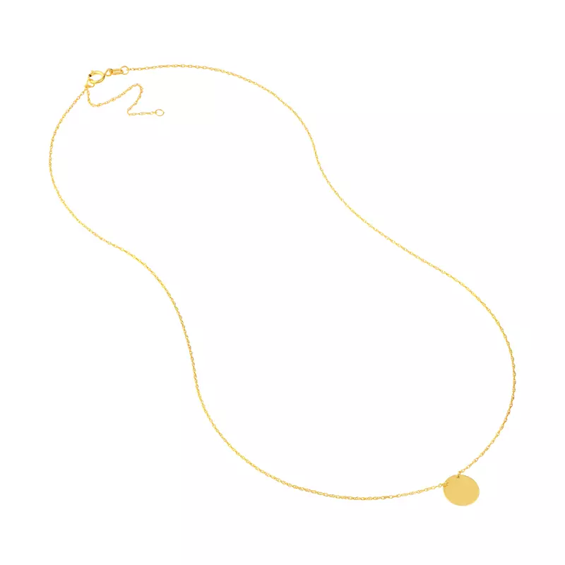 14K Yellow Gold Mini Disc Gold Necklace