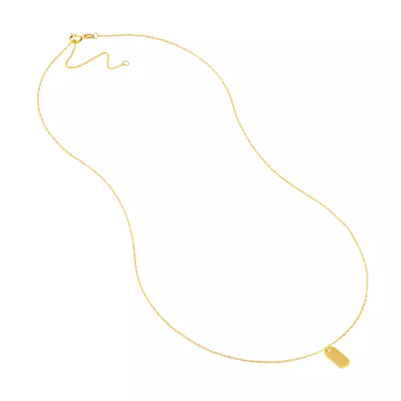 14K Yellow Gold Mini Dog Tag Gold Necklace