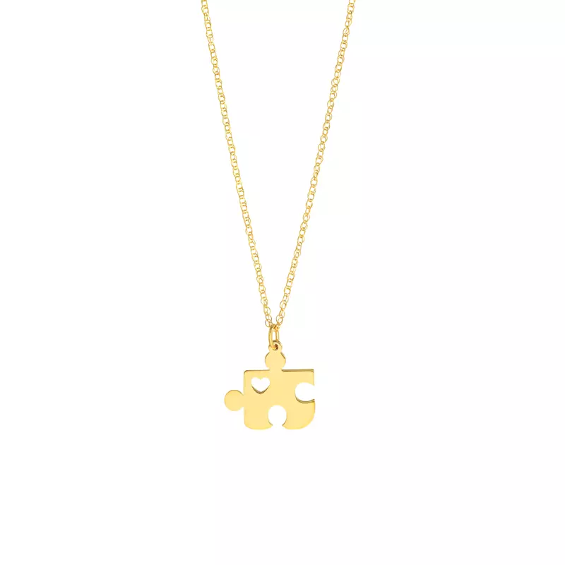 Puzzle Piece Heart Gold Necklace