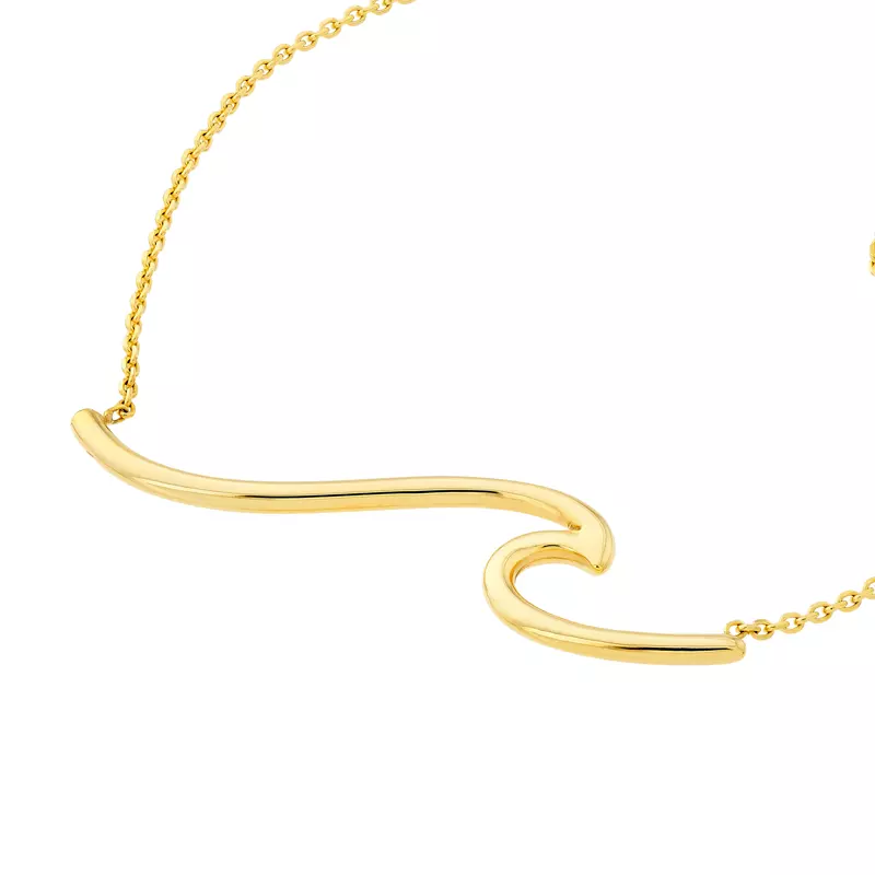 14K Yellow Gold Wave Gold Necklace
