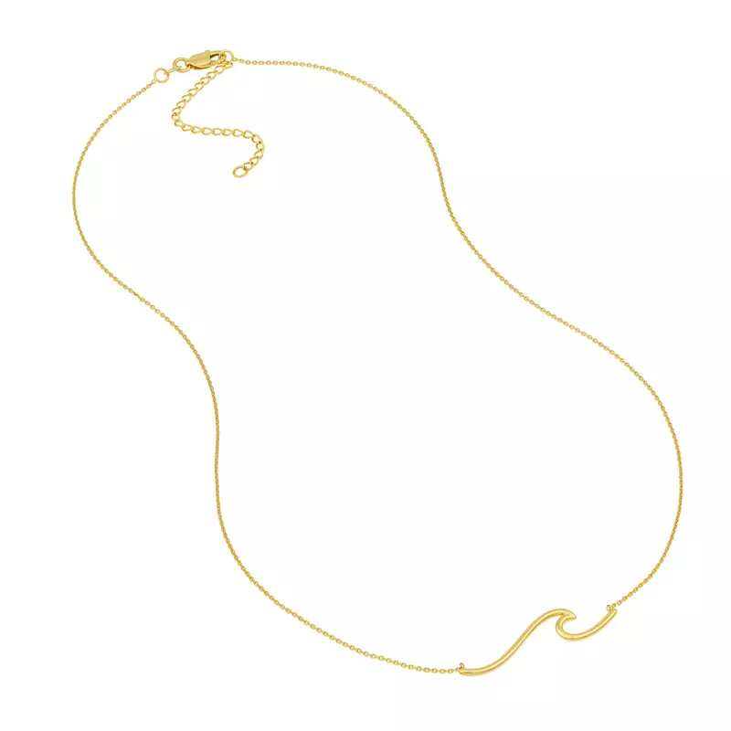 14K Yellow Gold Wave Gold Necklace