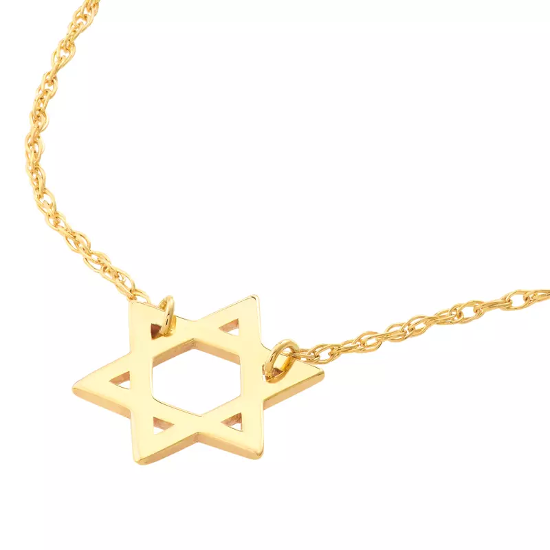14K Yellow Gold Mini Star of David Gold Necklace