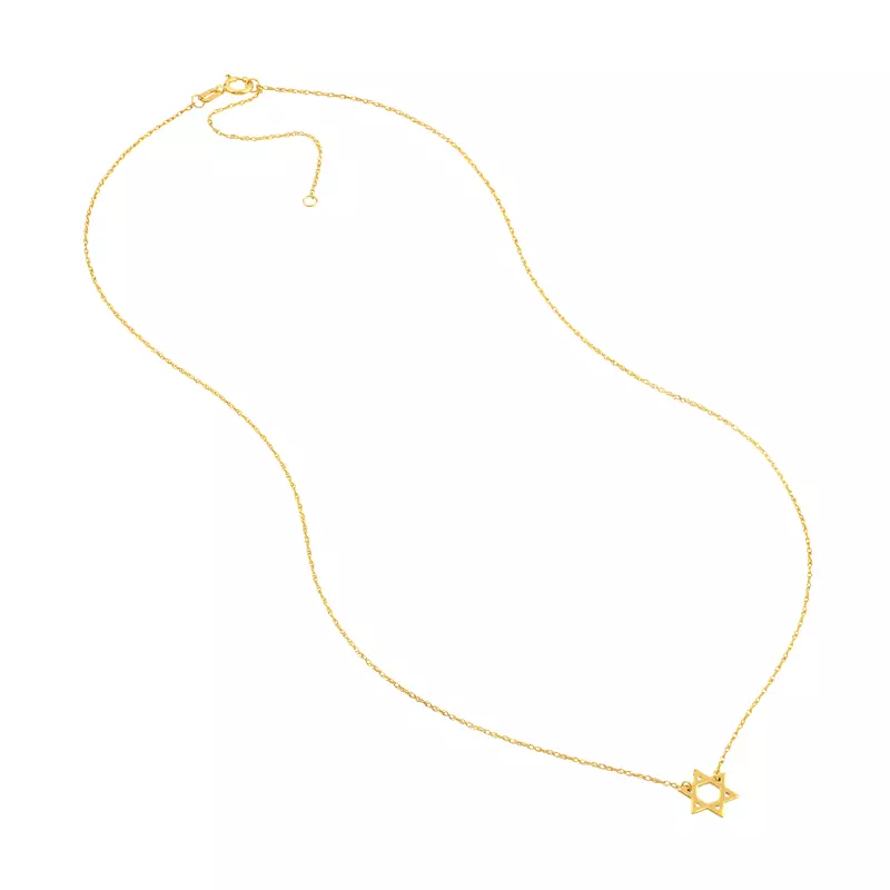 14K Yellow Gold Mini Star of David Gold Necklace