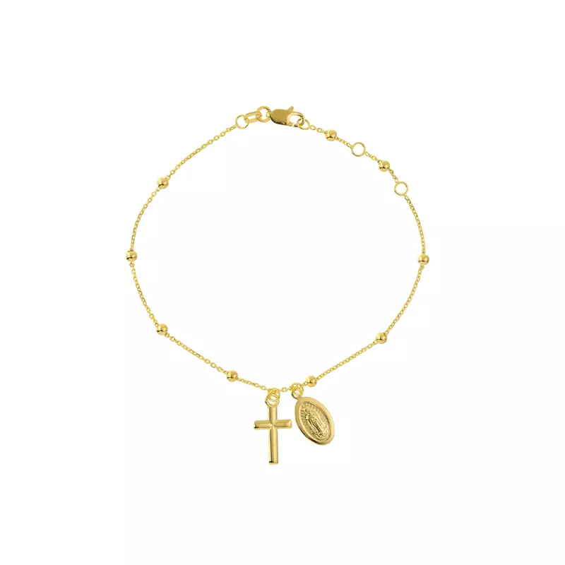 Faith Bead Station Gold Bracelet