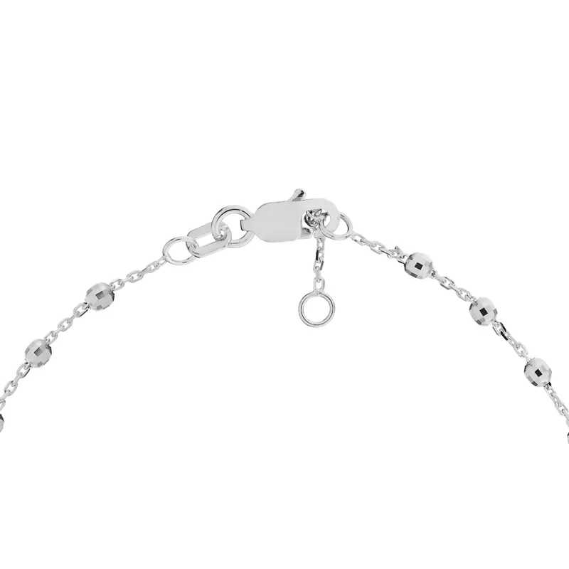 14K White Gold Faceted Bead Station Gold Bracelet