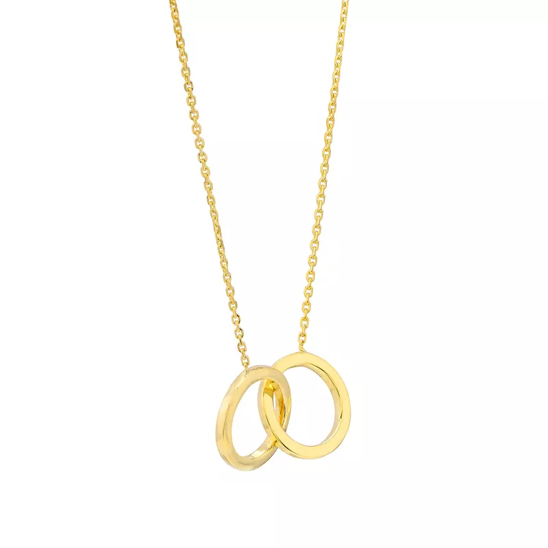 14K Yellow Gold Interlocking Gold Circle Necklace