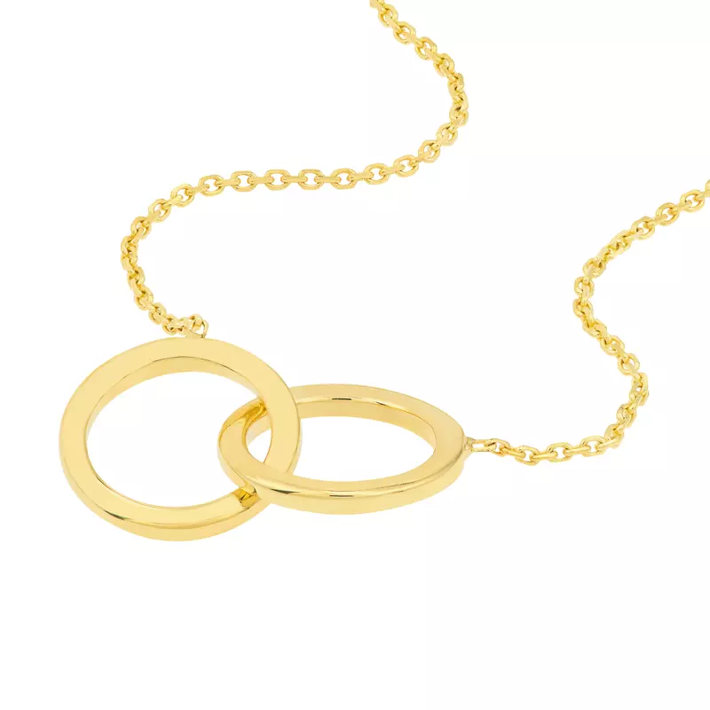 14K Yellow Gold Interlocking Gold Circle Necklace