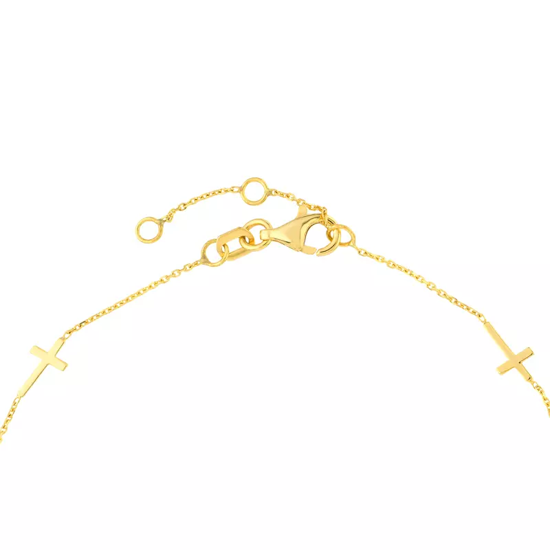 14K Yellow Gold Cross Station Gold Bracelet