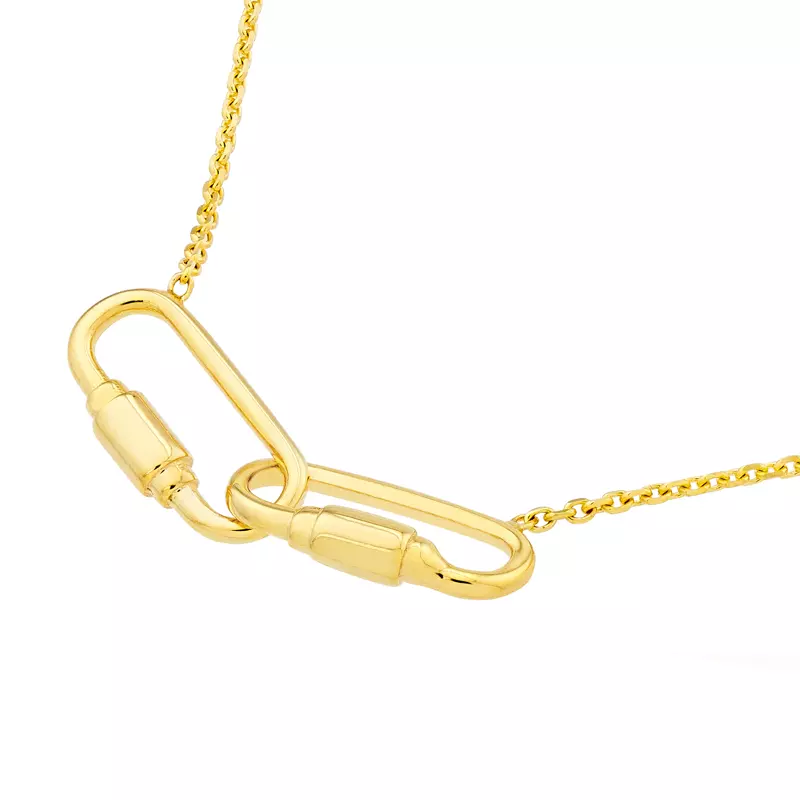 14K Yellow Gold Carabiner Gold Necklace