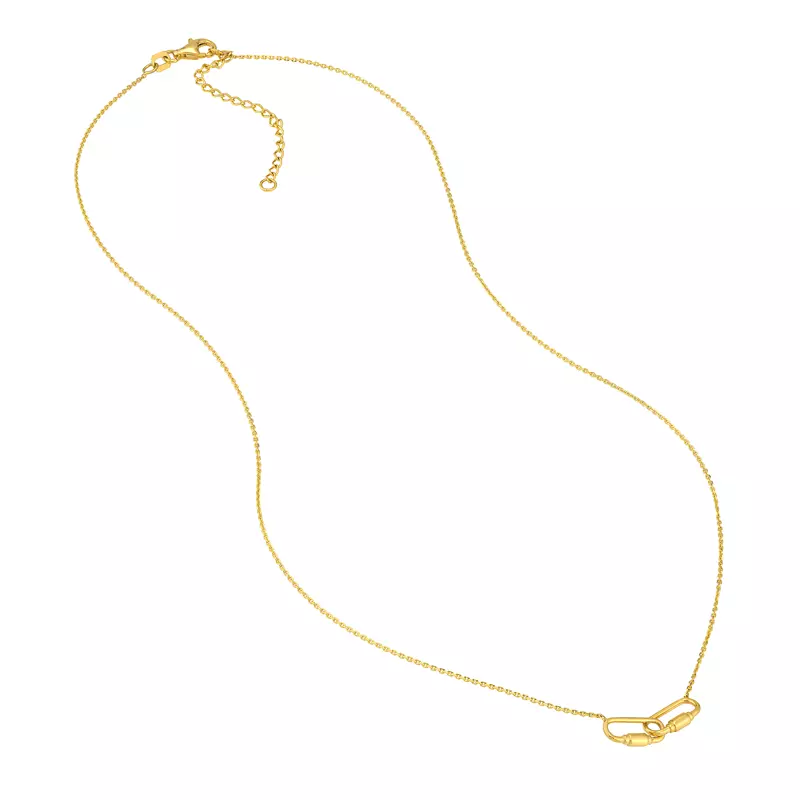14K Yellow Gold Carabiner Gold Necklace