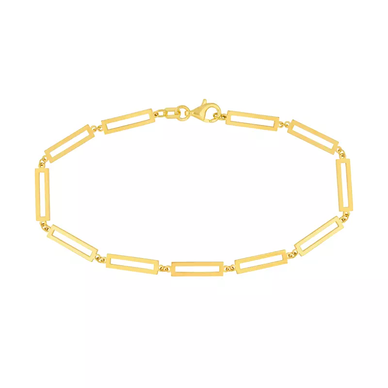Open Rectangle Link Gold Bracelet