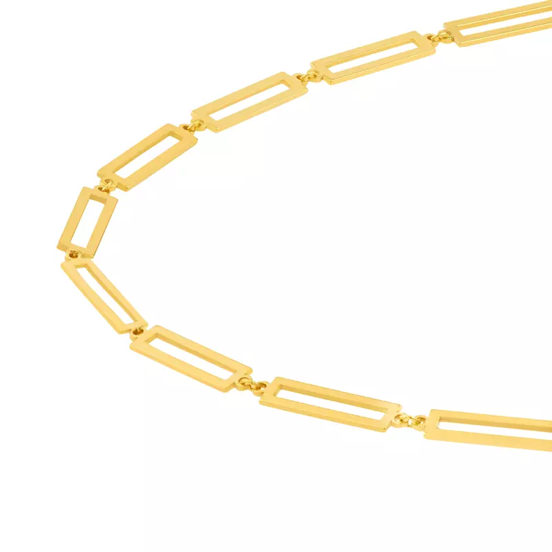 14K Yellow Gold Open Rectangle Link Gold Bracelet