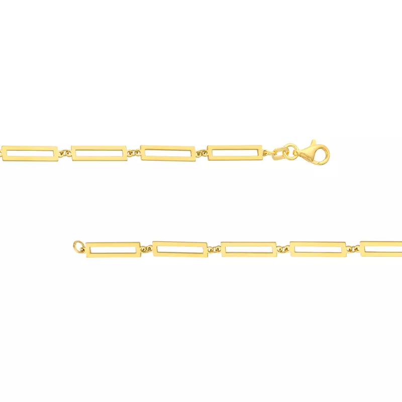 14K Yellow Gold Open Rectangle Link Gold Bracelet