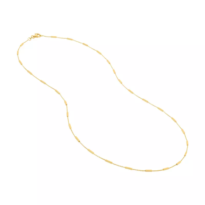14K Yellow Gold Bar Station Gold Necklace