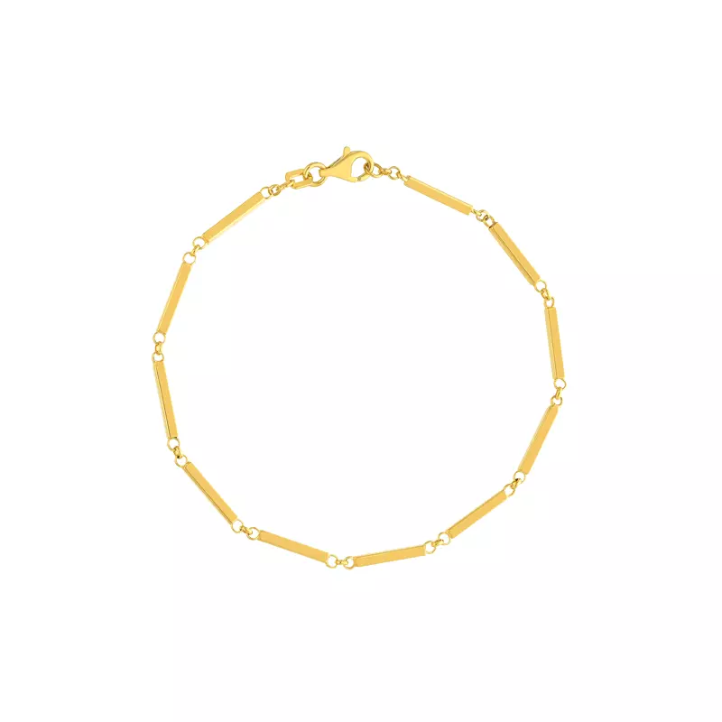 14K Yellow Gold Bar Station Gold Bracelet