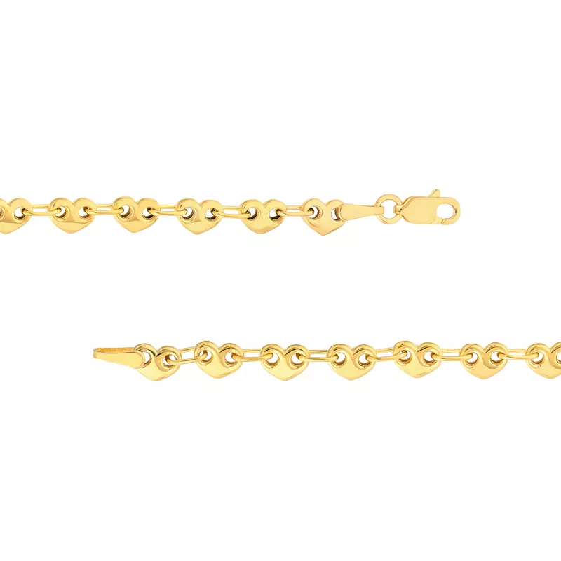14K Yellow Gold Heart Link Gold Bracelet