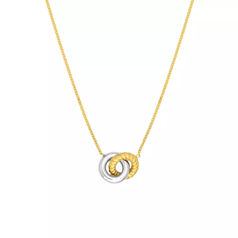 Interlocking Two-Tone Circle Necklace