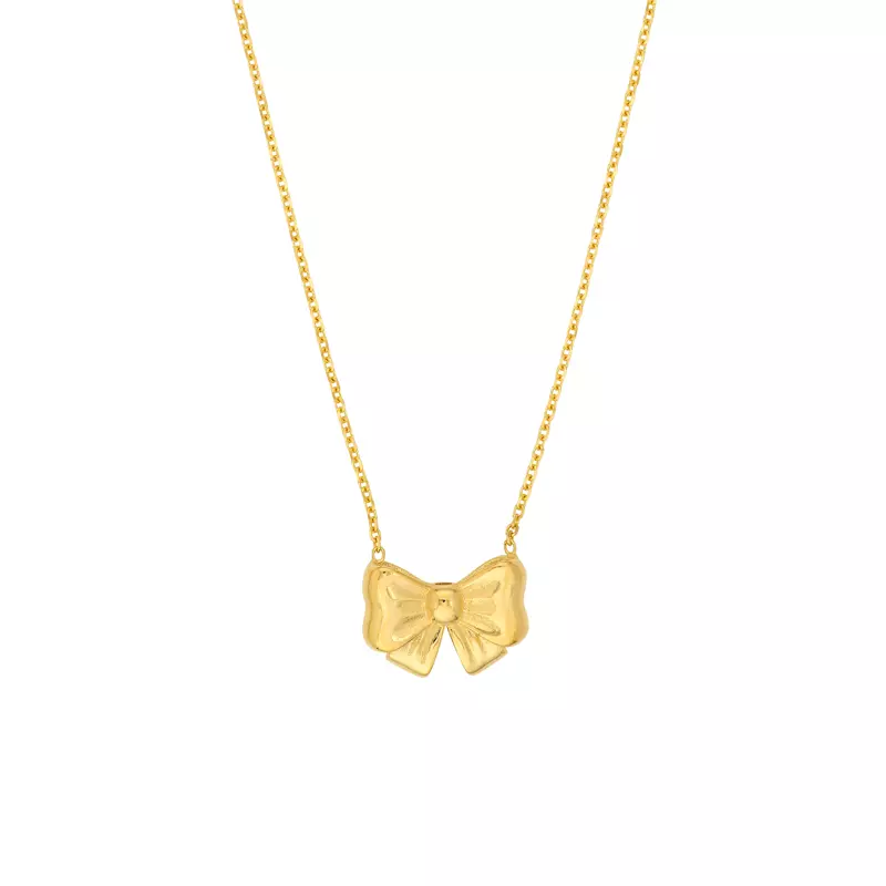 14K Yellow Gold Bow Gold Necklace