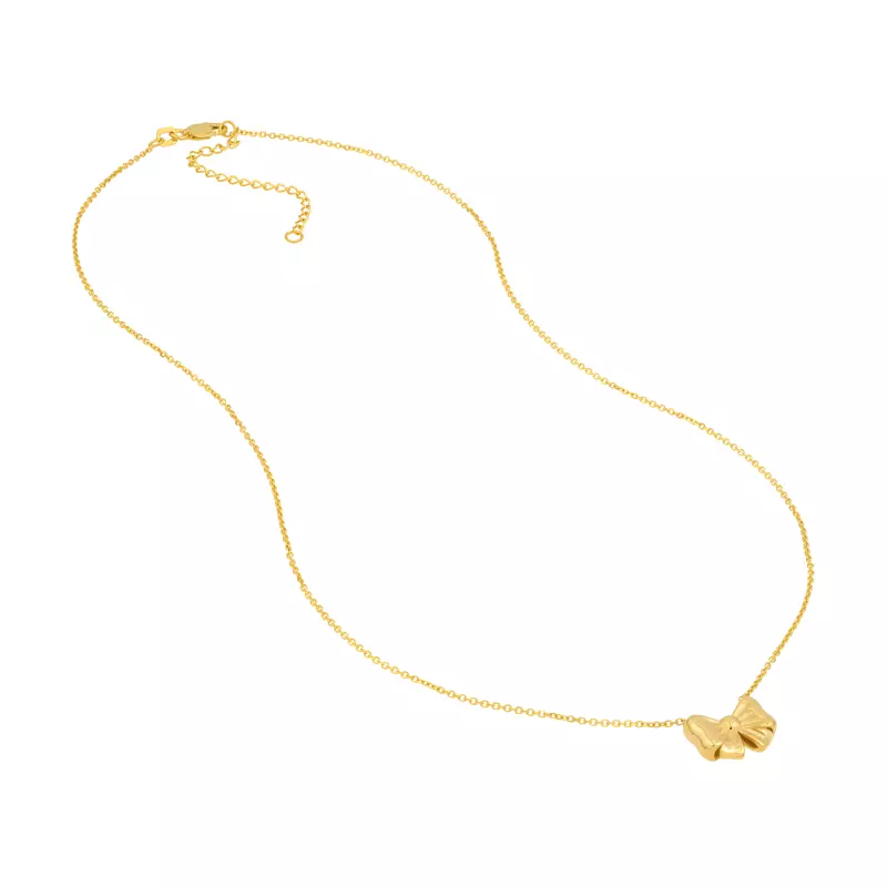 14K Yellow Gold Bow Gold Necklace