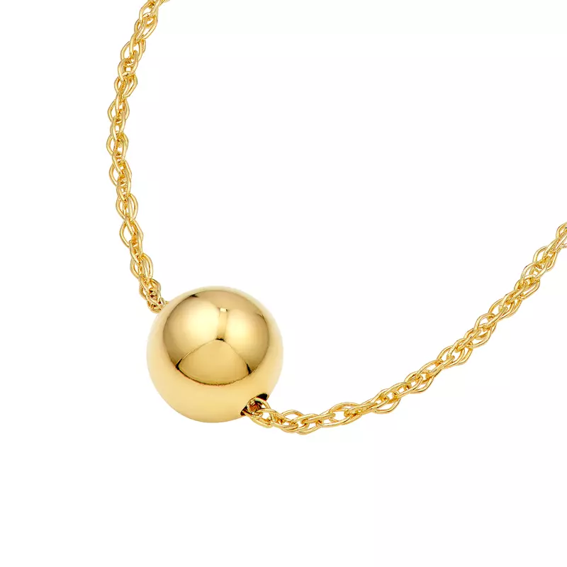 14K Yellow Gold Minimalist Gold Bead Necklace
