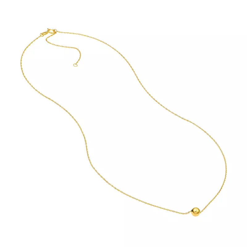 14K Yellow Gold Minimalist Gold Bead Necklace