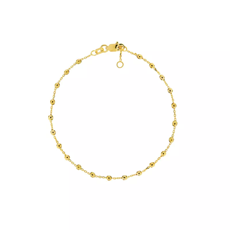 14K Yellow Gold Faceted Bead Station Gold Bracelet