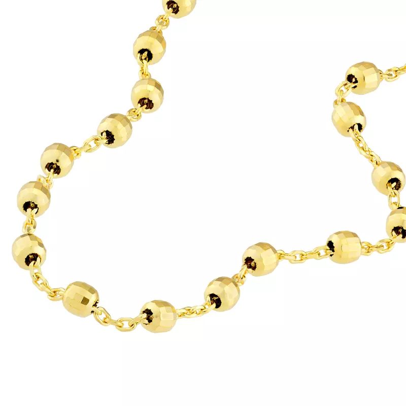 14K Yellow Gold Faceted Bead Station Gold Bracelet