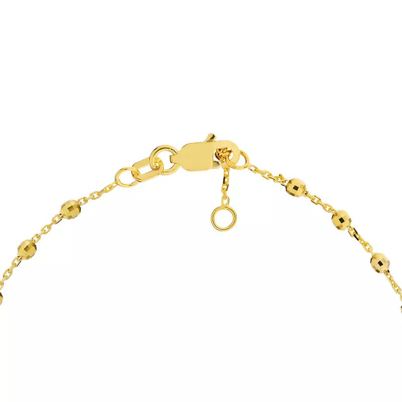 14K Yellow Gold Faceted Bead Station Gold Bracelet