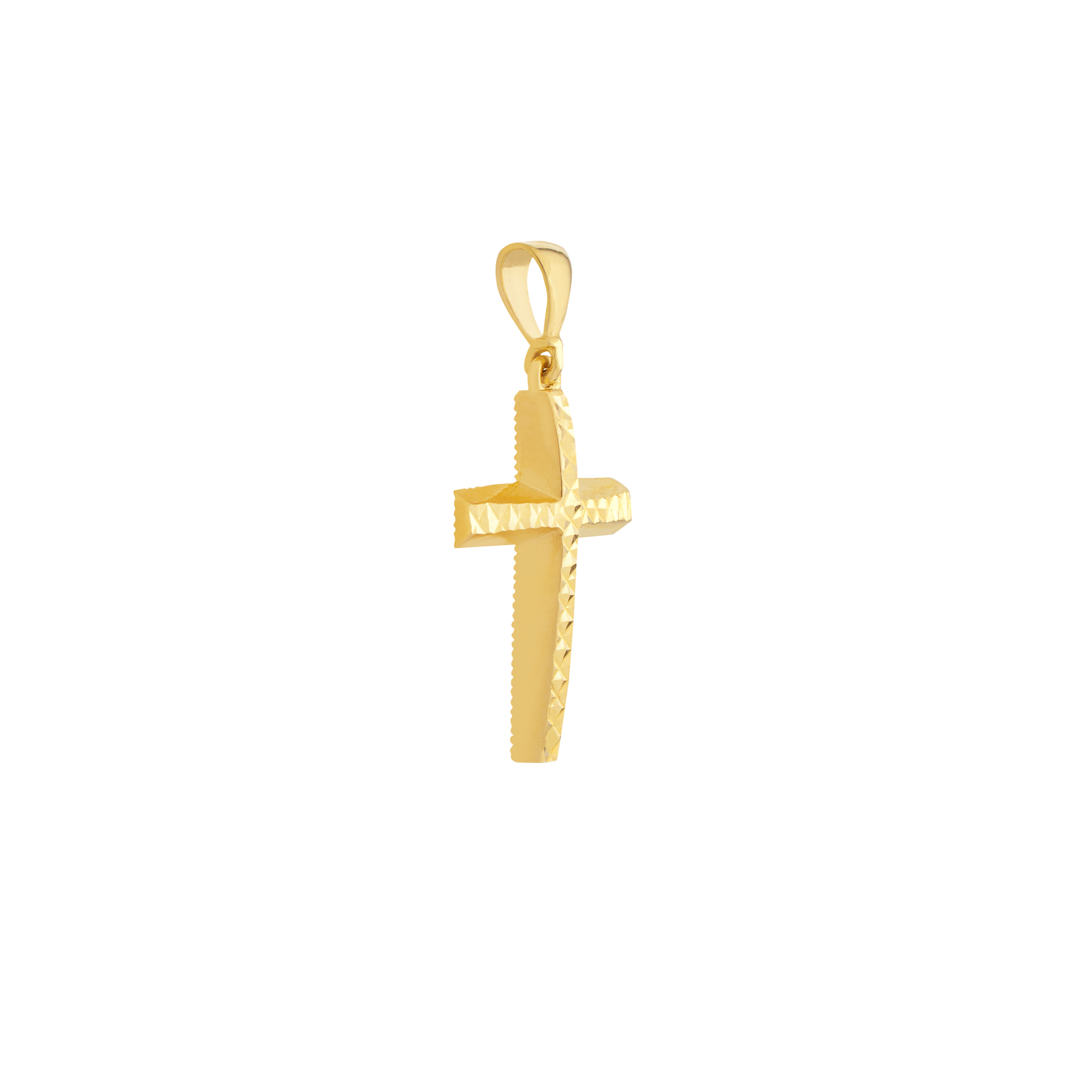 14K Yellow Gold Faceted Cross Gold Necklace