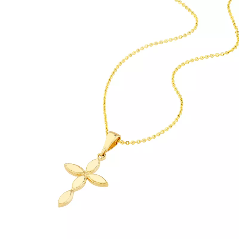 14K Yellow Gold Marquise Cross Gold Necklace